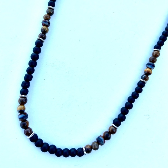 Mens Tigers Eye Necklace - 20" - Picture 2 of 4